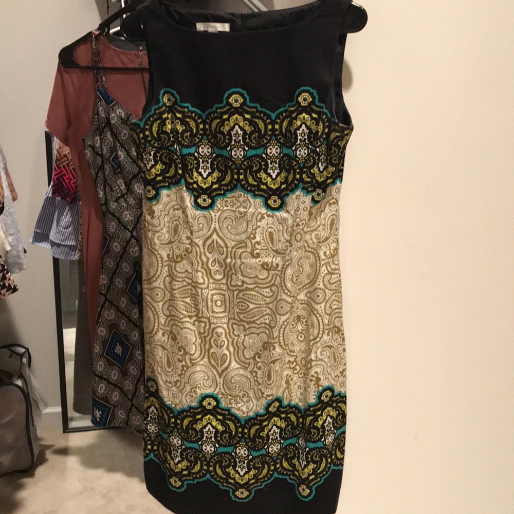 London times dress size 6 navy green blue